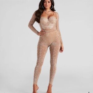 Windsor bedazzled jumpsuit. Size medium but could fit a s/m